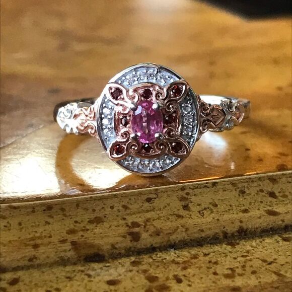 Rare Pink Spinel Sterling Silver Ring Size 8 - Picture 9 of 9